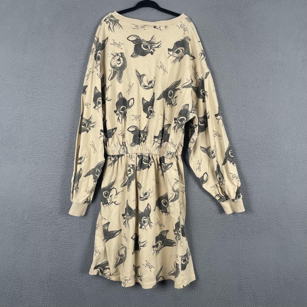 Zara Disney Classics Dress Girls 11-12 Beige Sweater Dress Bambi Animal Print - Picture 3 of 9